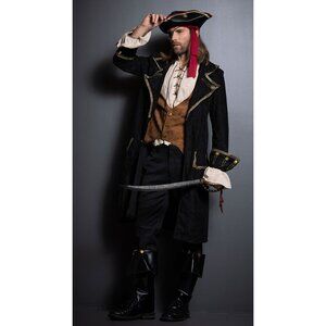 NEW Deluxe Pirate Captain Costume Mens Large Halloween Role Play Retails $73